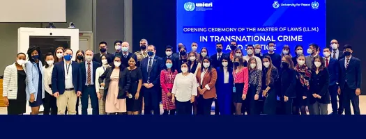 LL.M. students, Faculty, and participants at the Opening Ceremony, pose in group photo. 